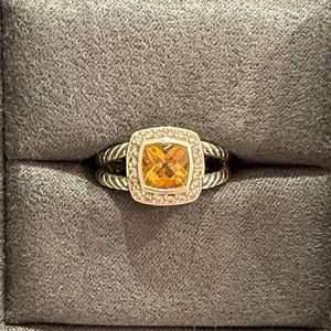 David Yurman Petite Albion Citrine & Diamond ring / size 7